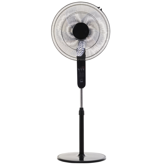 Ventilateur sur pied Ø 44 cm hauteur réglable oscillant silencieux 45 W avec télécommande minuterie 3 modes 3 vitesses noir