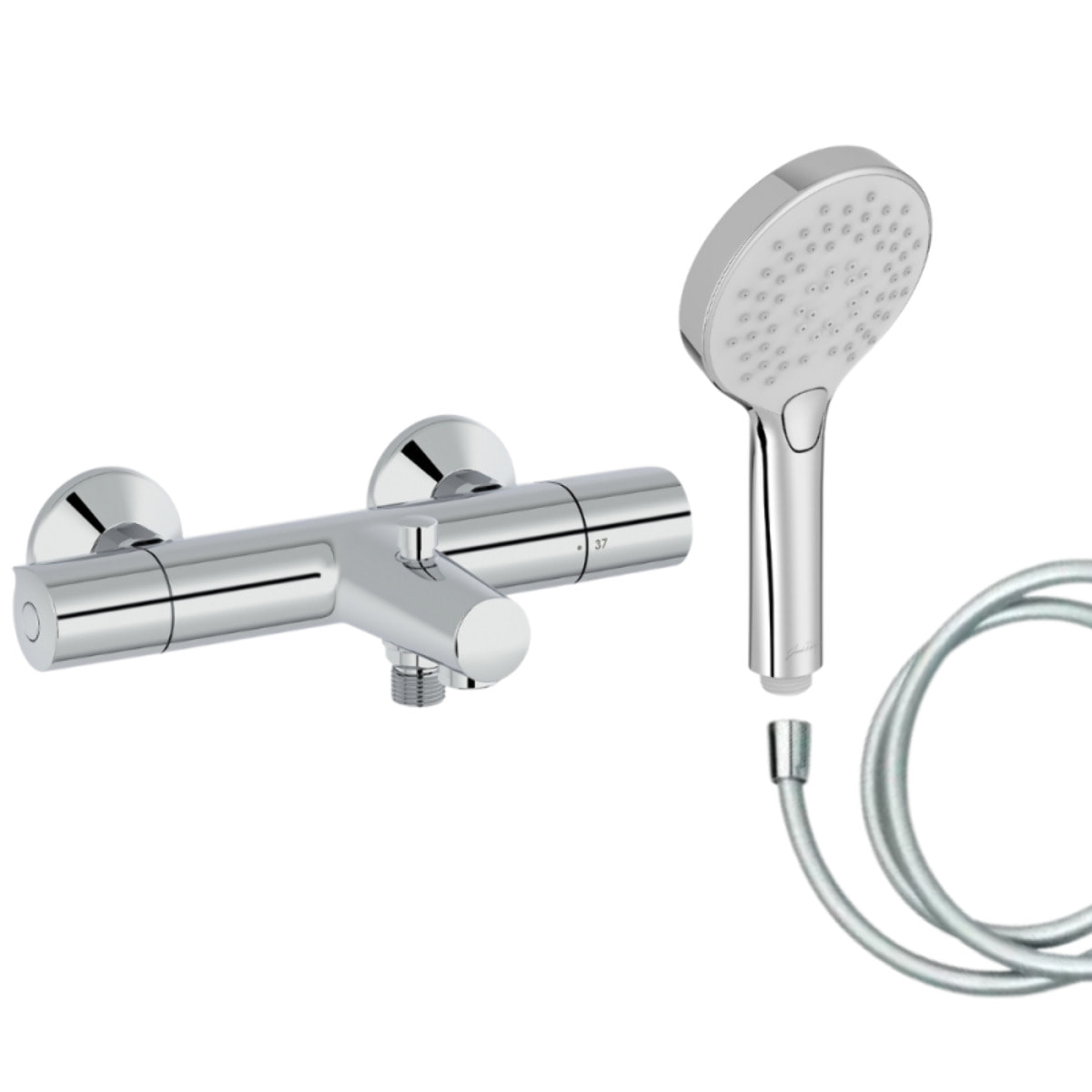 Mitigeur baignoire Simone + pommeau de douche Metro + flexible de douche lisse