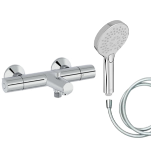 Mitigeur baignoire Simone + pommeau de douche Metro + flexible de douche lisse