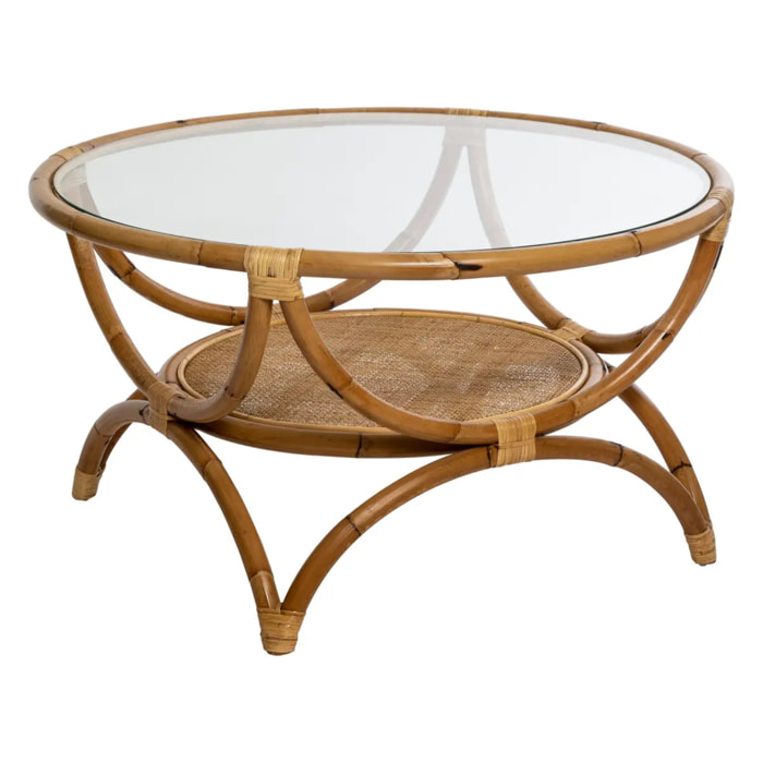 Table basse "Farah" rotin D90cm