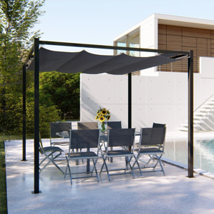 Pergola autoportante 3 x 3 m en acier avec toile grise MEDELIN