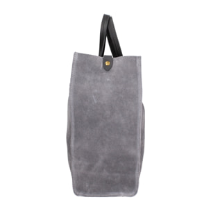 Borsa a mano da donna Made in Italy - Modello Novara Lux - Pelle Scamosciata - 34.5 x 32.0 x 17.0 cm