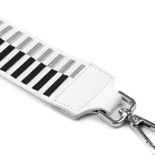 Amato cinturino universale per borse donna. Pelle autentica Dollaro combinata con tessuto.