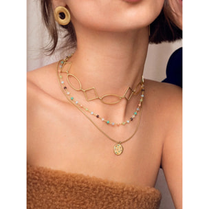 Collana Choker Rhomb & Oval in Acciaio Placcato Oro
