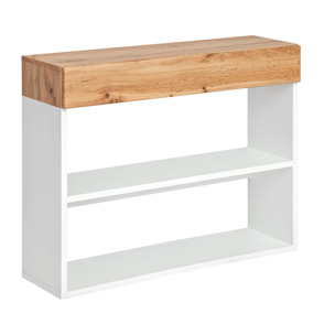 Mobile Ingresso Moderno Con Specchi E Vani A Giorno Consolle Sospesa Design Elegante Salvaspazio Per Corridoio 100 x 170 x 30 Cm Bianco E Rovere