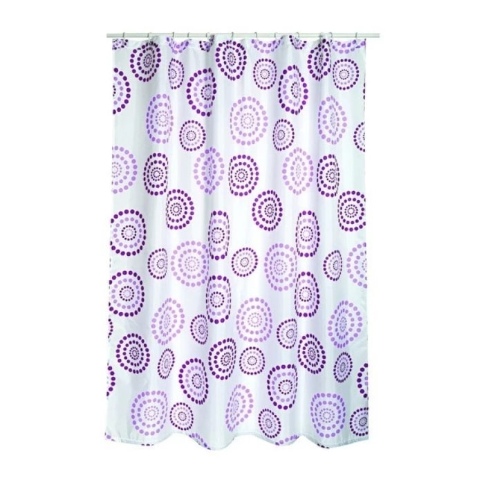 Rideau de douche Polyester DOTS 180x200cm QUALITà PREMIUM Violet - Anneaux inclus MSV