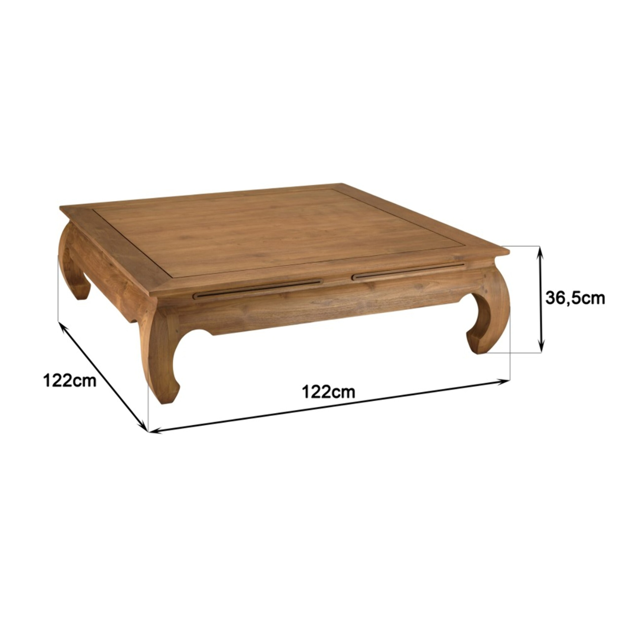 SIXTINE - Table opium 120x120cm en bois de teck recyclé massif