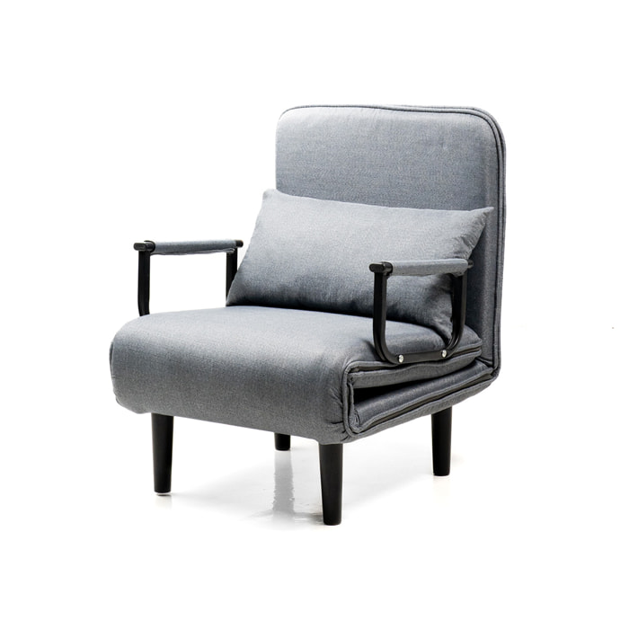 Divano Letto Convertibile Singolo 4 in 1 - grigio e nero - 64x80x68 cm