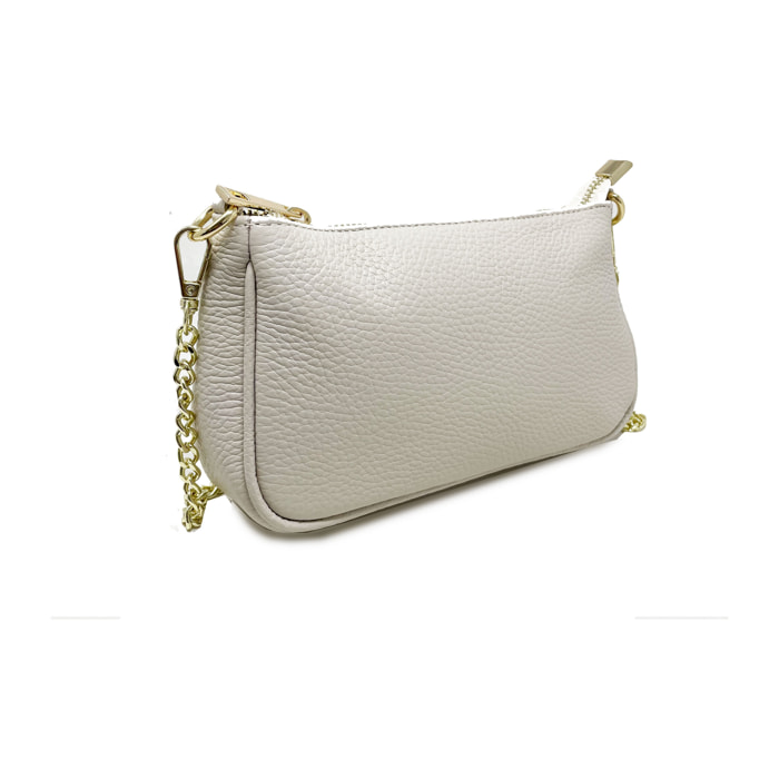 Chicca Borse - Tracollina Clutch Donna in Vera Pelle - Colore Beige
