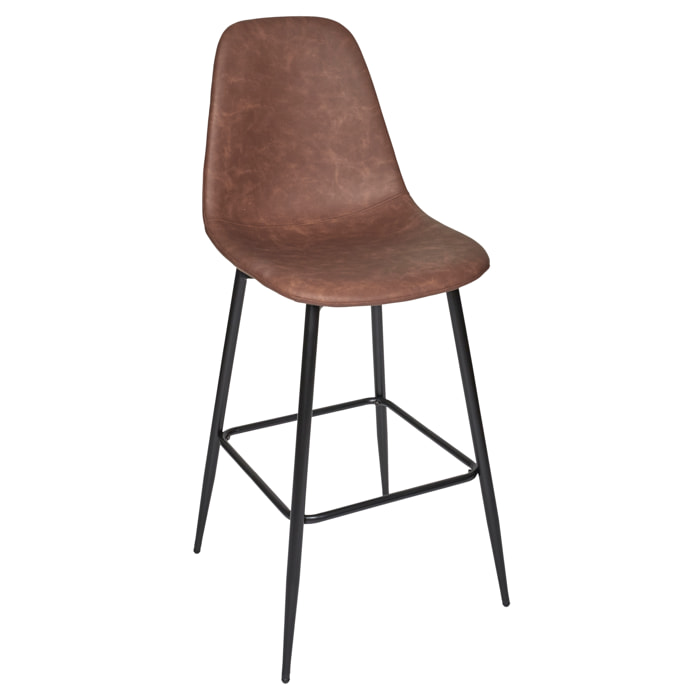 Chaise De Bar Amber Marron - Lot De 2