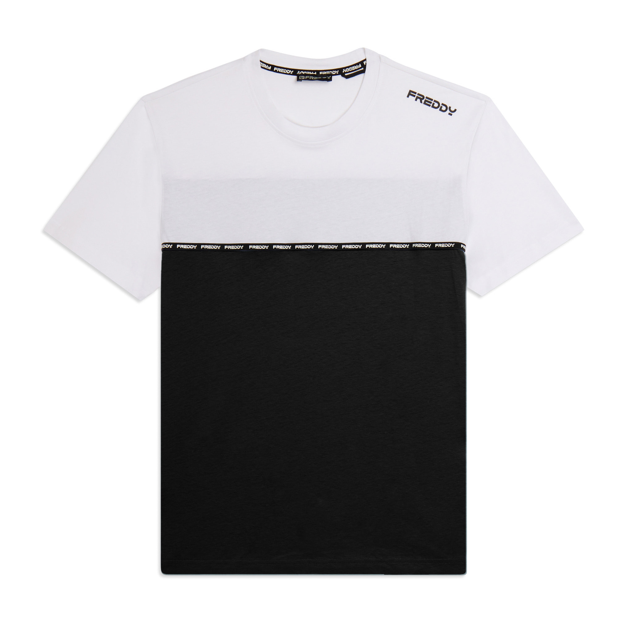 T-shirt colour block con inserto logato