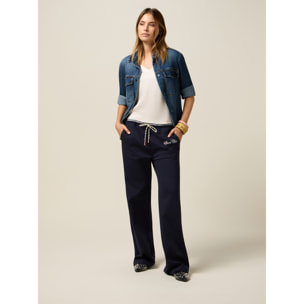 Oltre - Pantalones jogger palazzo de jersey - Azul