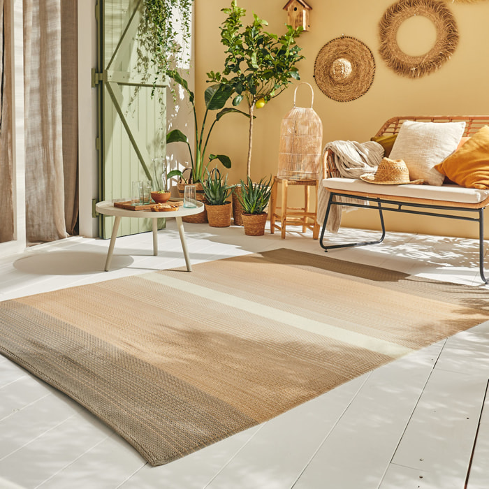 CAPRI - Tapis d'extérieur à motif ligne dégradée - Beige