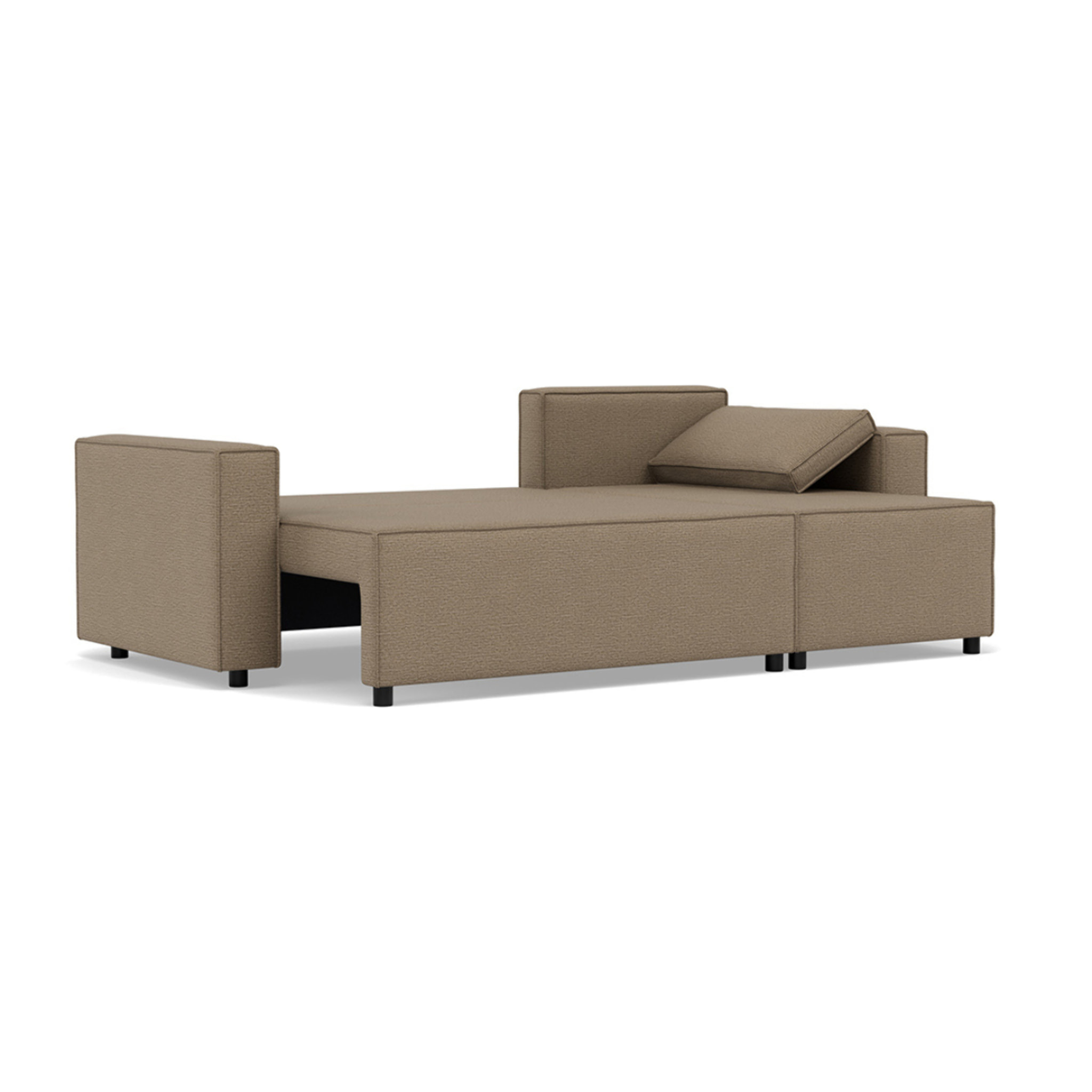 Jonas - canapé d'angle réversible 4 places convertible avec coffre en tissu texturé - Taupe