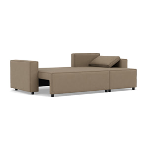 Jonas - canapé d'angle réversible 4 places convertible avec coffre en tissu texturé - Taupe