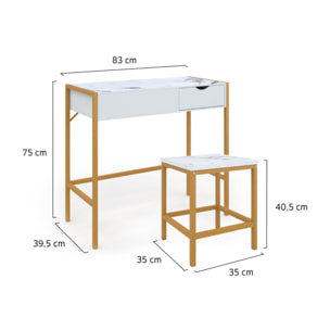 Coiffeuse Glam miroir rabattable avec tabouret