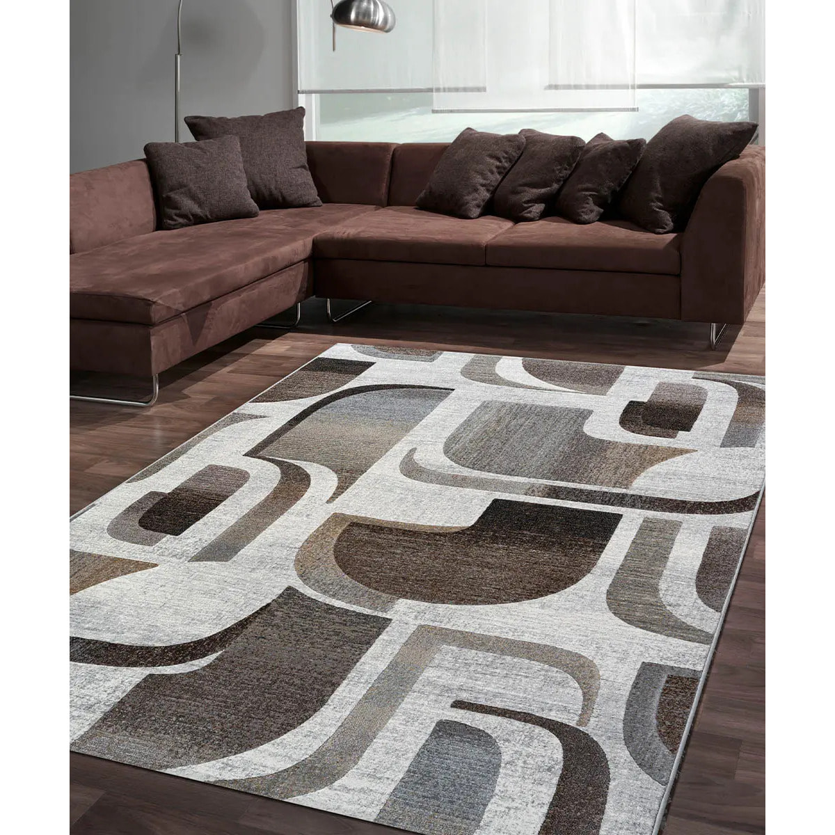 Tappeto Salotto Beige Grigio Marrone