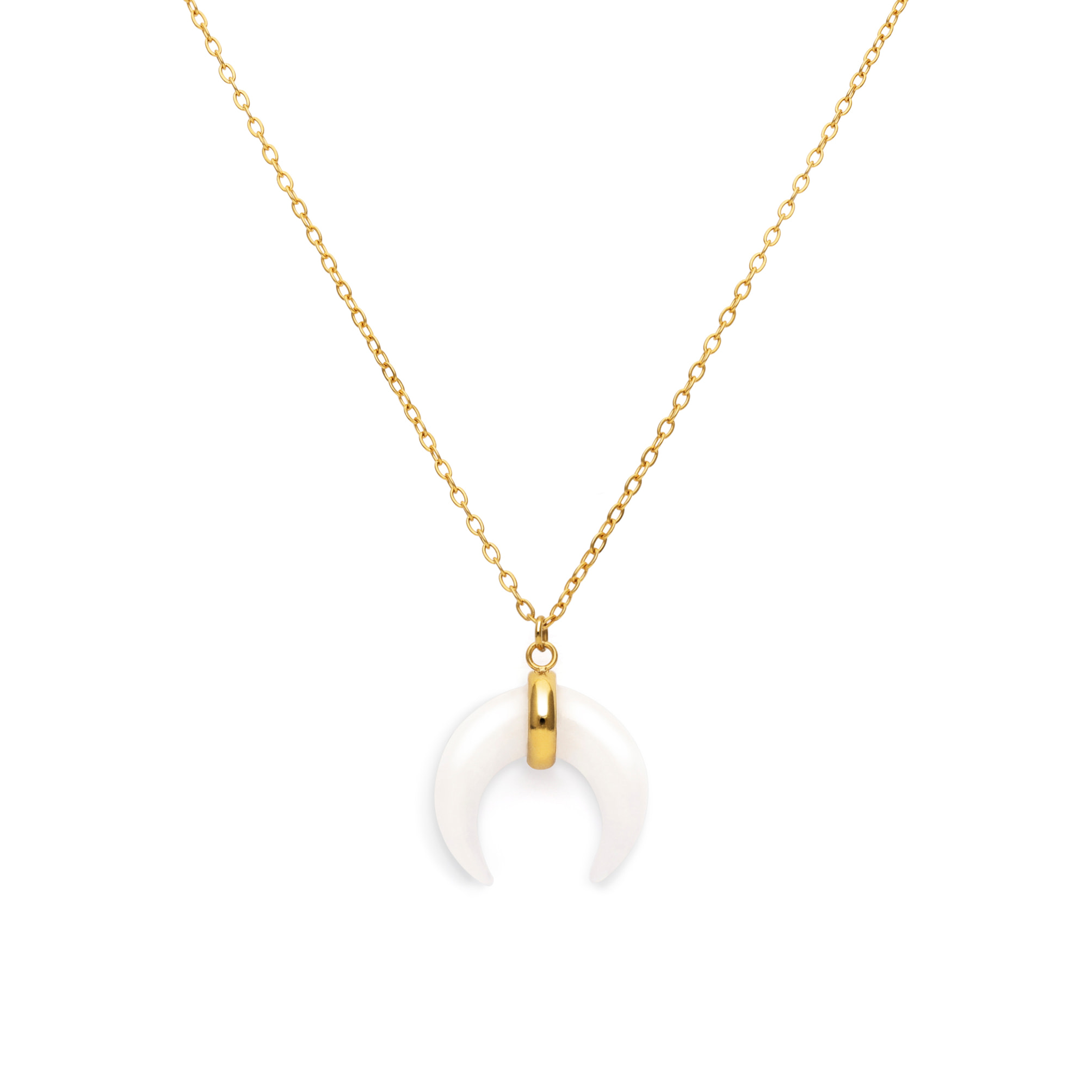Collana Mini Moon Bianco Acciao Placcato Oro