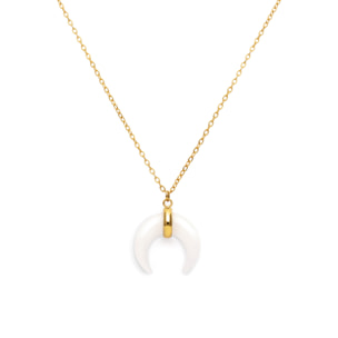 Collana Mini Moon Bianco Acciao Placcato Oro