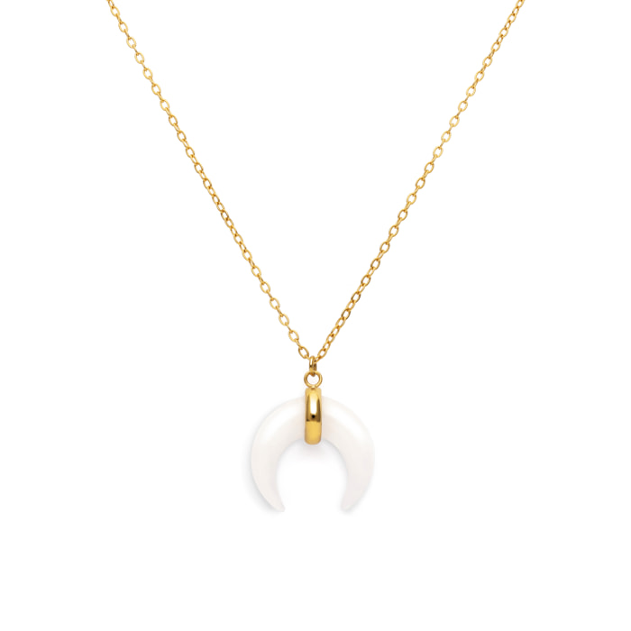 Collana Mini Moon Bianco Acciao Placcato Oro