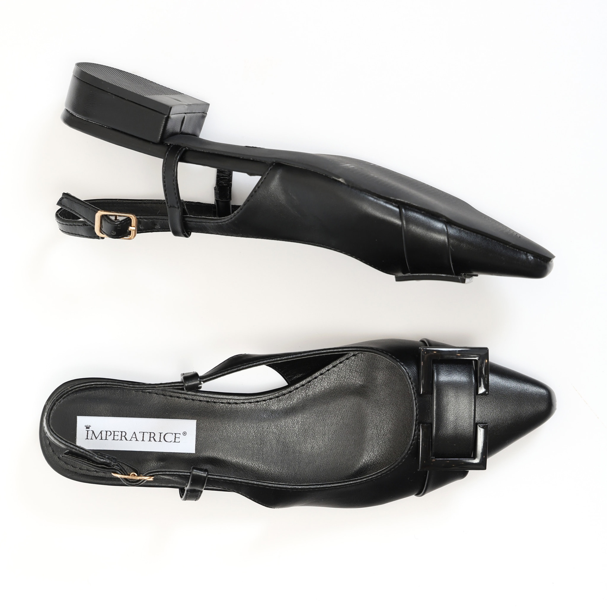 Ballerine slingback in simil pelle con dettaglio sulla punta