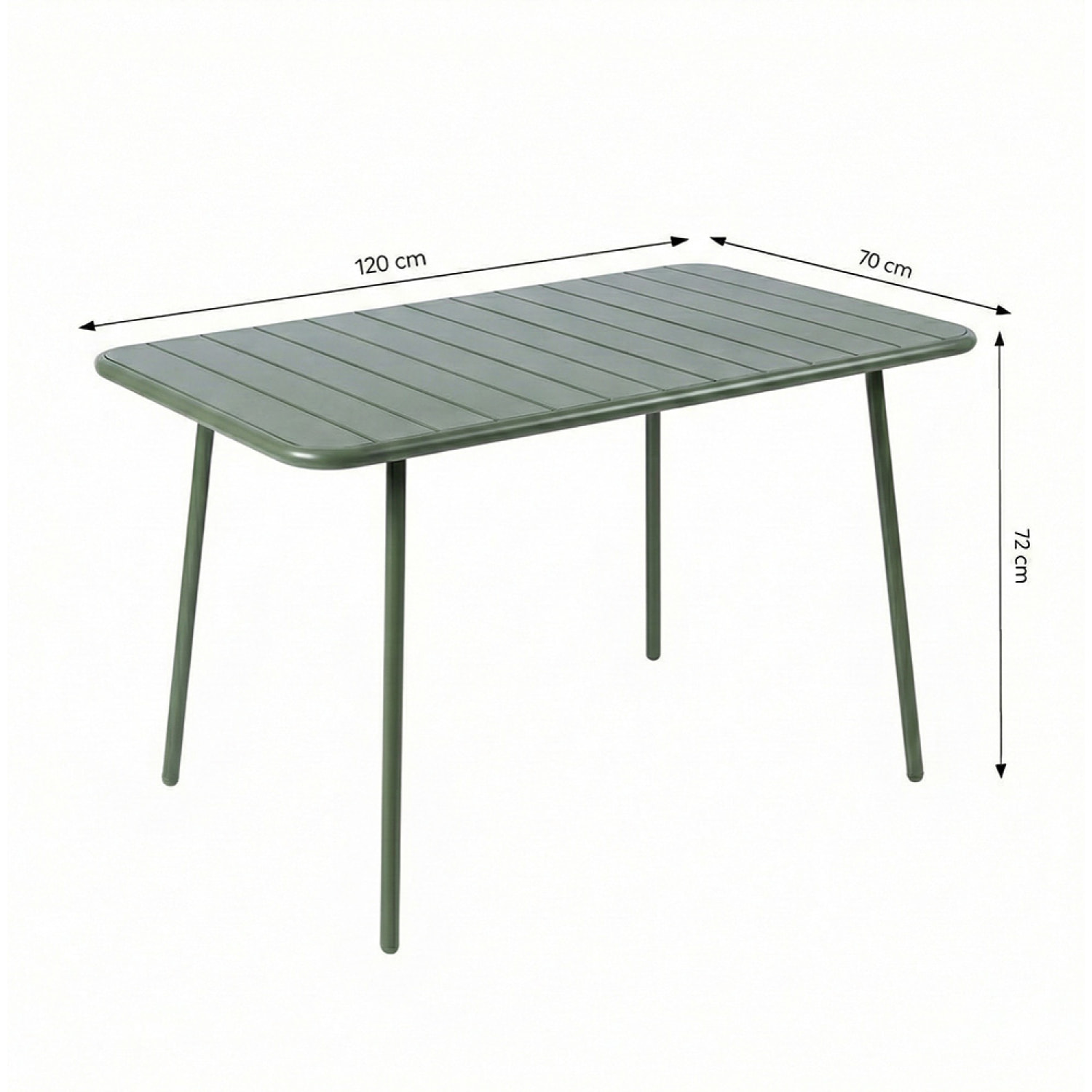 EVORA Table de jardin 4 à 6 places 120cm vert