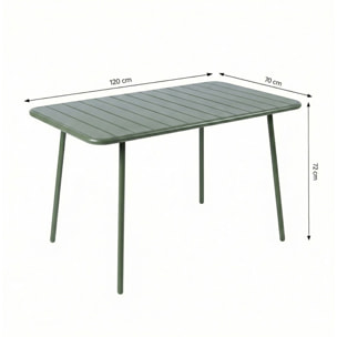 EVORA Table de jardin 4 à 6 places 120cm vert
