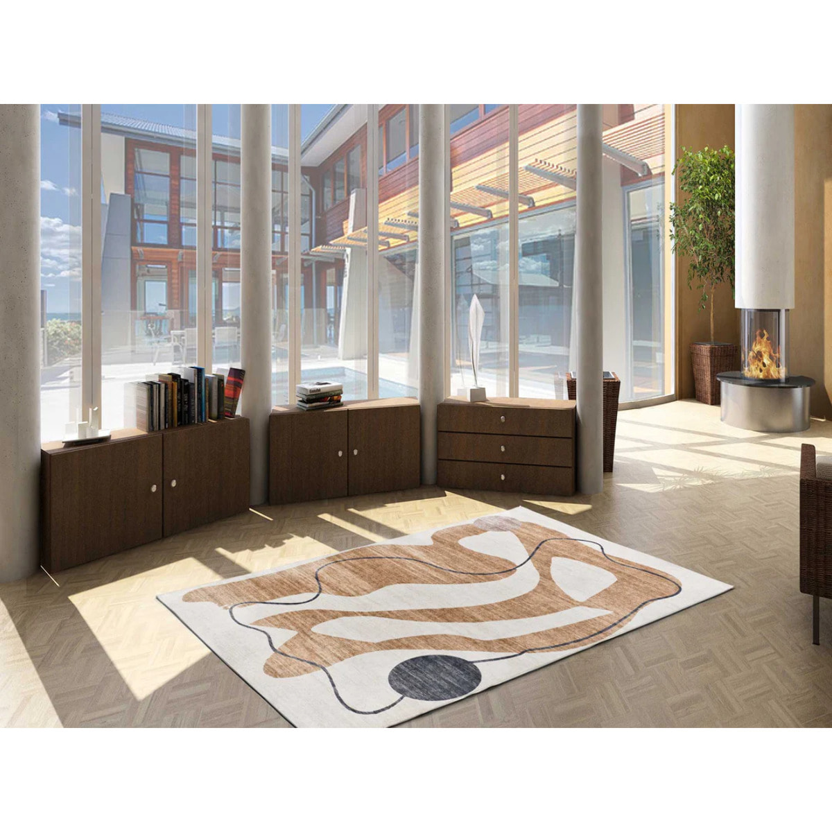 Alfombra impresa abstracta naranja Class, varias medidas disponibles