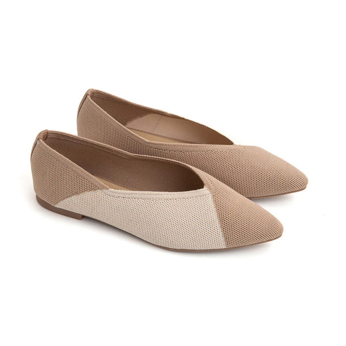 Ballerina micro-intrecciata bicolore - KHAKI