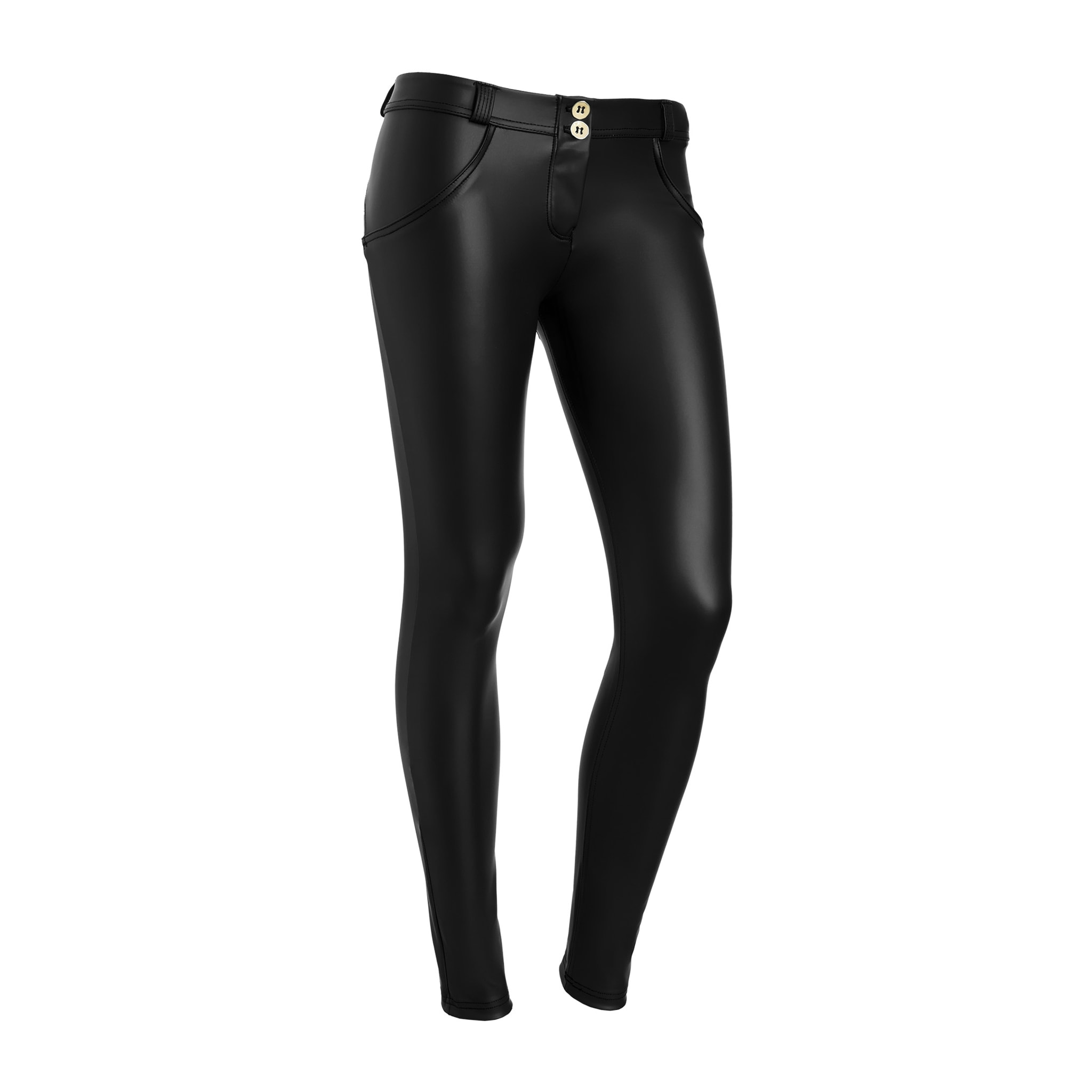 Pantaloni push up WR.UP® vita bassa in similpelle ecologica