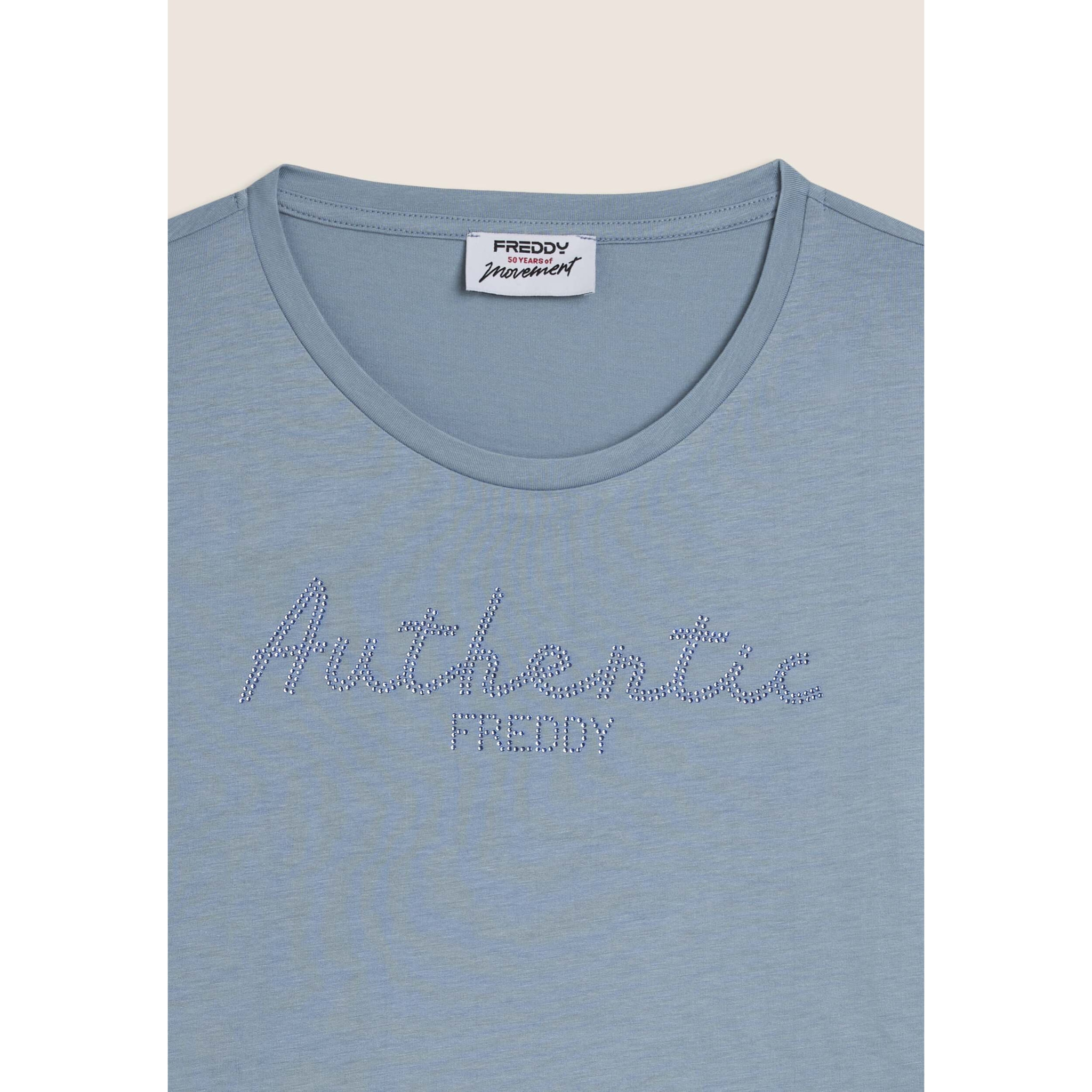 T-shirt manica 3/4 "Authentic" con logo FREDDY in strass