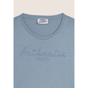 T-shirt manica 3/4 "Authentic" con logo FREDDY in strass