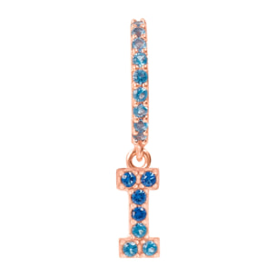 Orecchino Pendente con Lettera I in Pavé di Cubic Zirconia Rosa