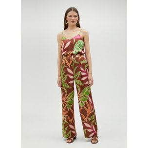 Top stile lingerie con spalline stampa floreale