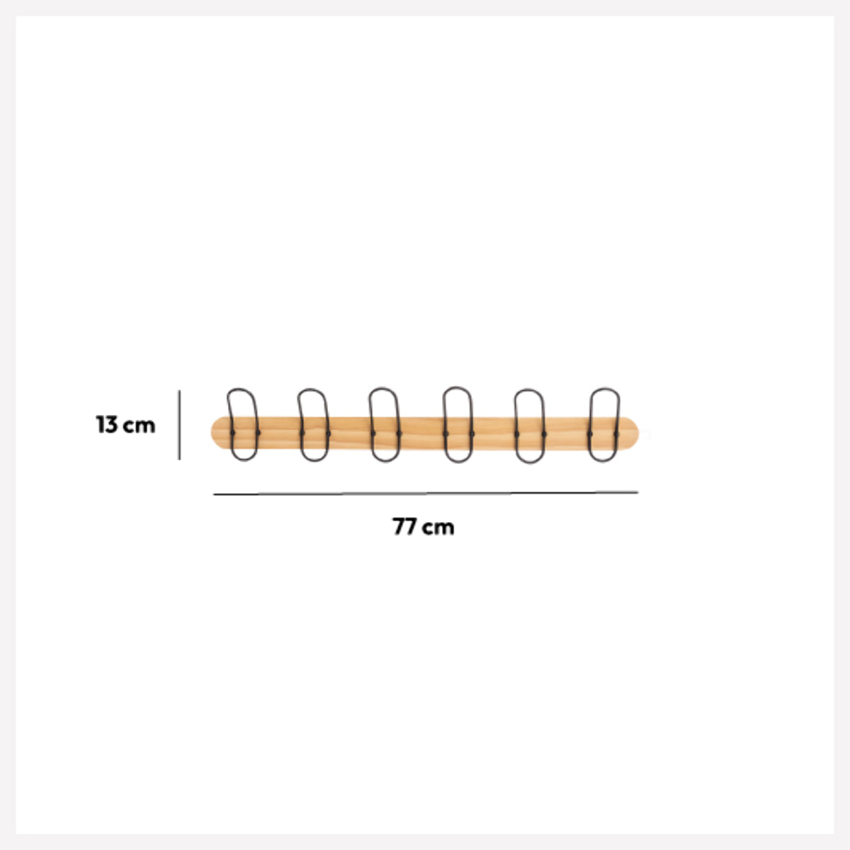 Patère 6 têtes bois/métal