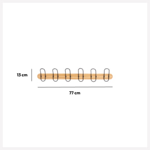Patère 6 têtes bois/métal
