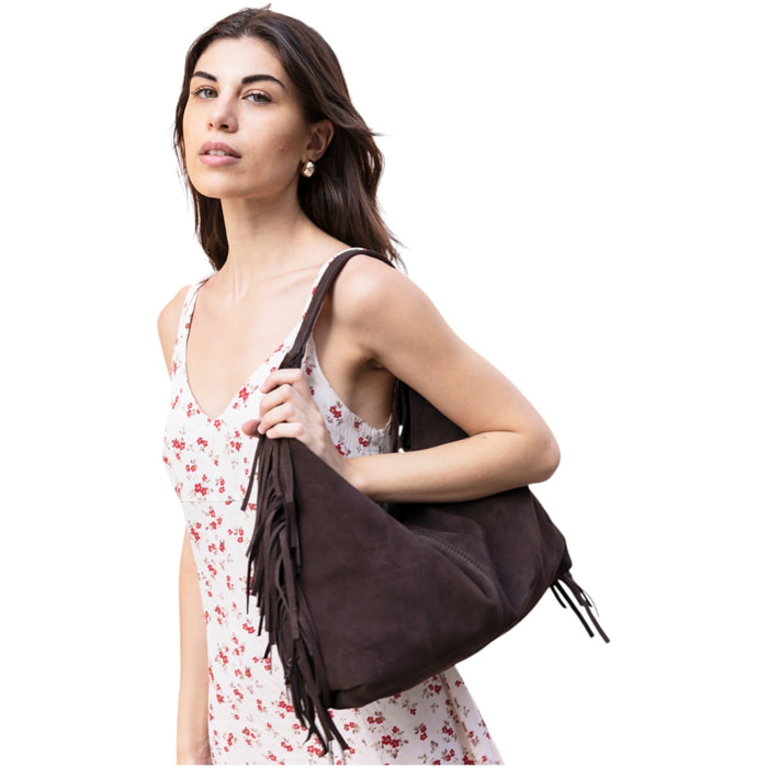 Borsa a Spalla Cheval Firenze Belen Suede Testa di Moro