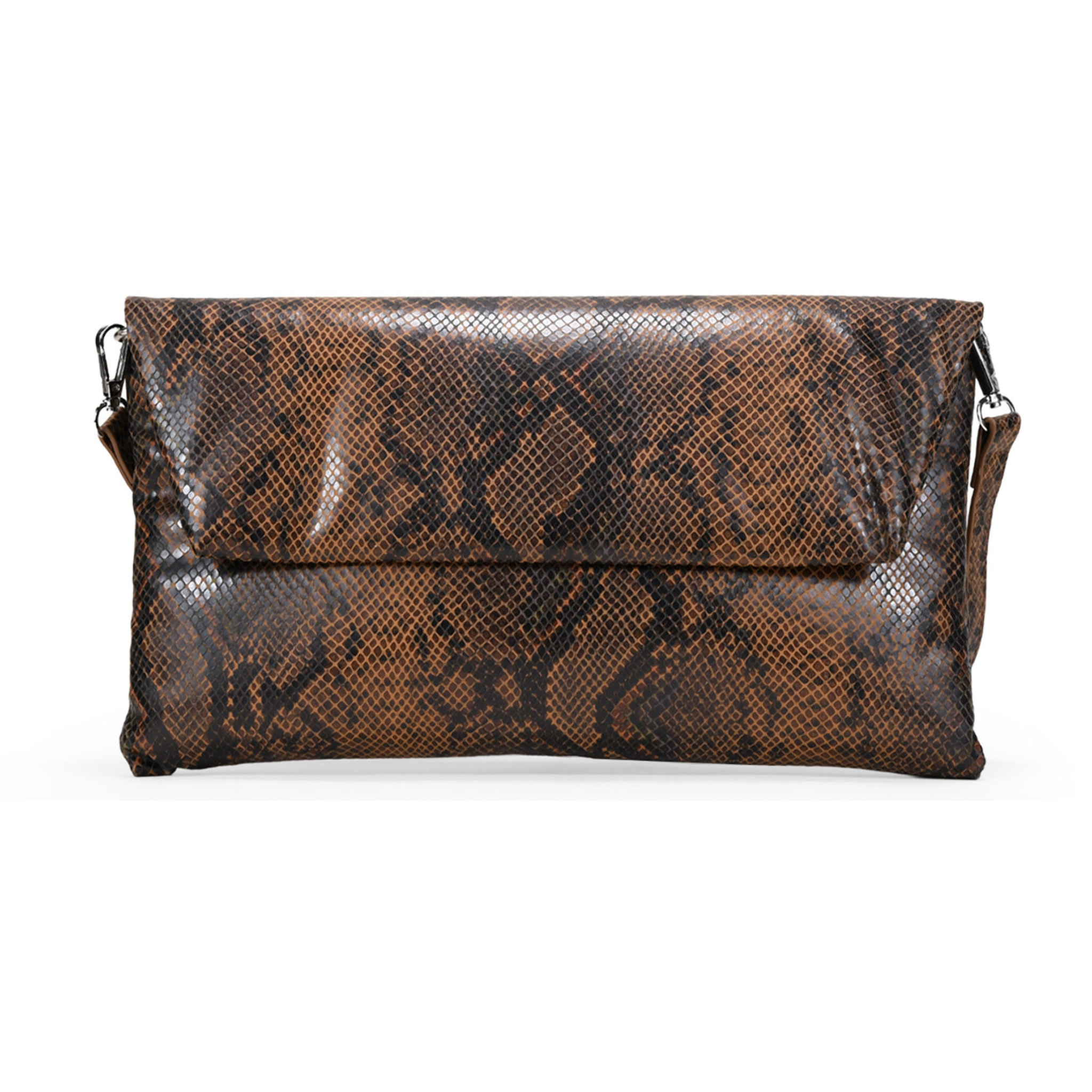 Bolso de mano marrón efecto serpiente