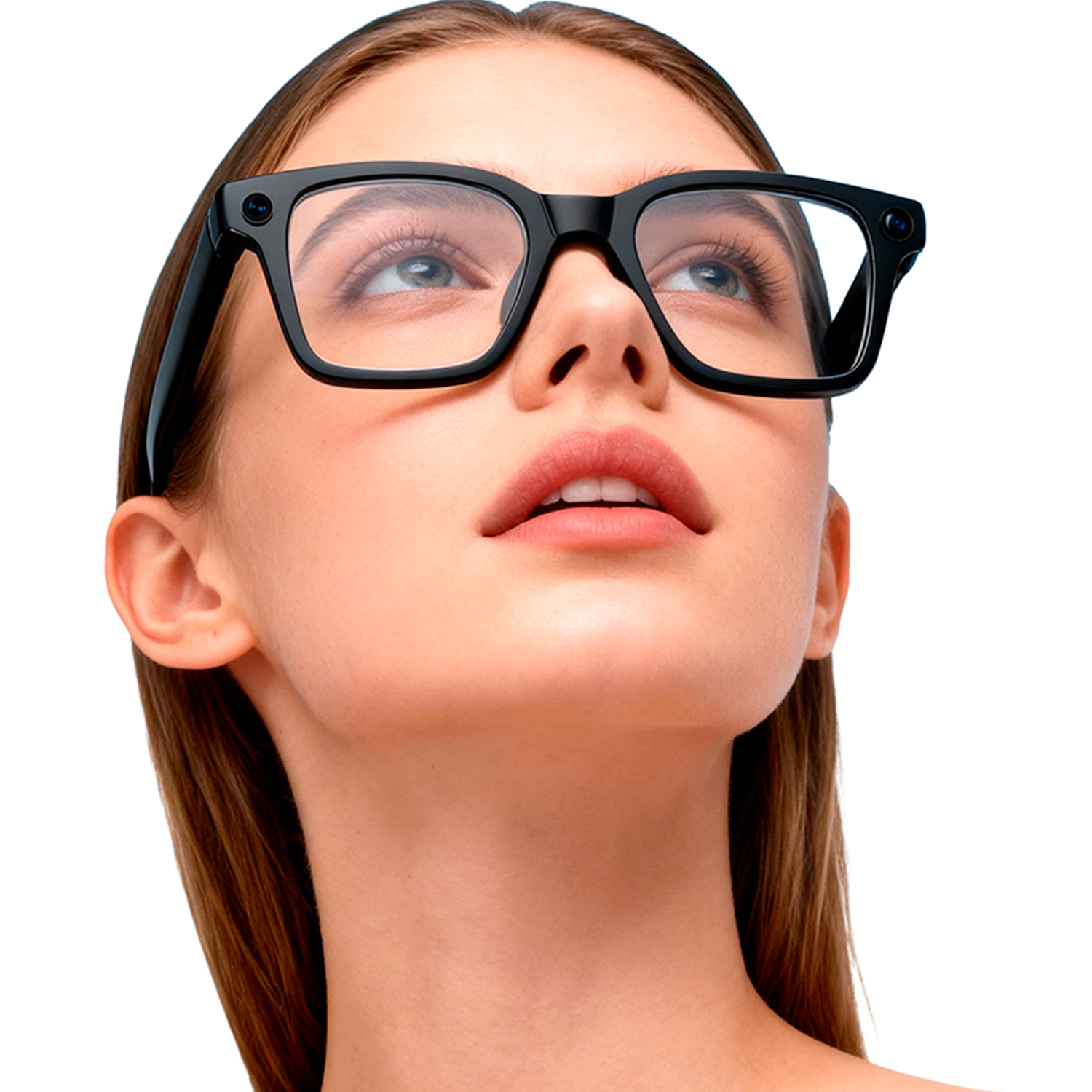 Occhiali intelligenti HY15 con fotocamera da 12 MP per foto e video da 2.5k. Traduttore in tempo reale con assistente vocale intelligente e accesso a ChatGPT tramite app. Controllo della musica e delle chiamate.