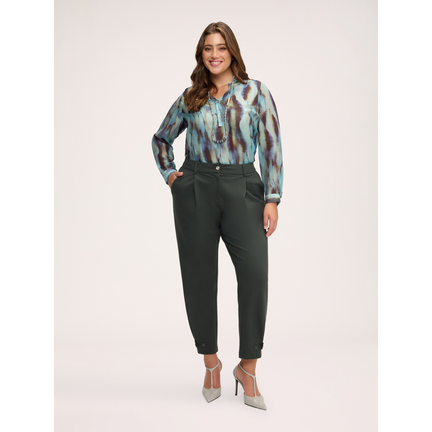 Fiorella Rubino - Blusa in creponne con stampa all over - Azzurro