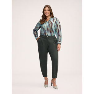 Fiorella Rubino - Blusa in creponne con stampa all over - Azzurro