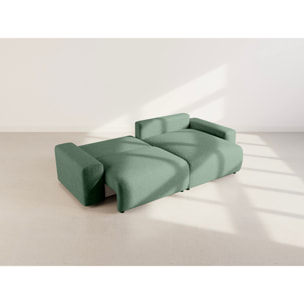 Constance - Canapé d'angle réversible 4 places convertible avec coffre en velours gaufré - Vert