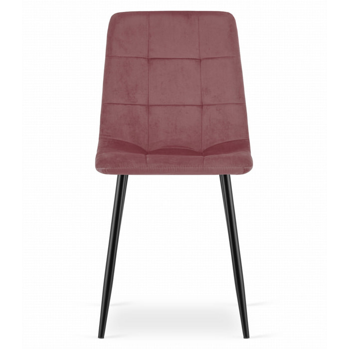 Sedia Kara in velluto rosa antico con gambe nere