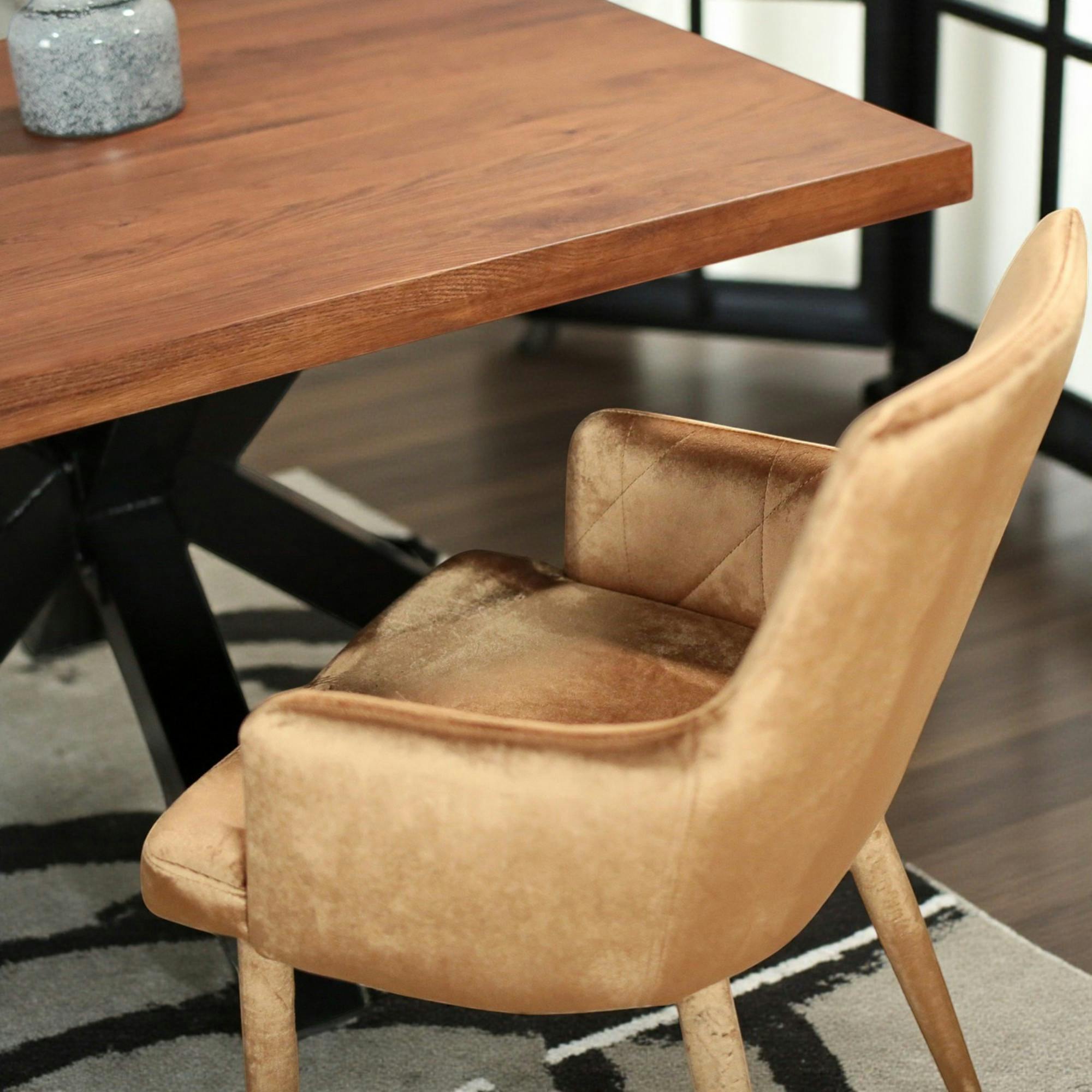 Fauteuil de table en velours doré (lot de 2) HAWAI