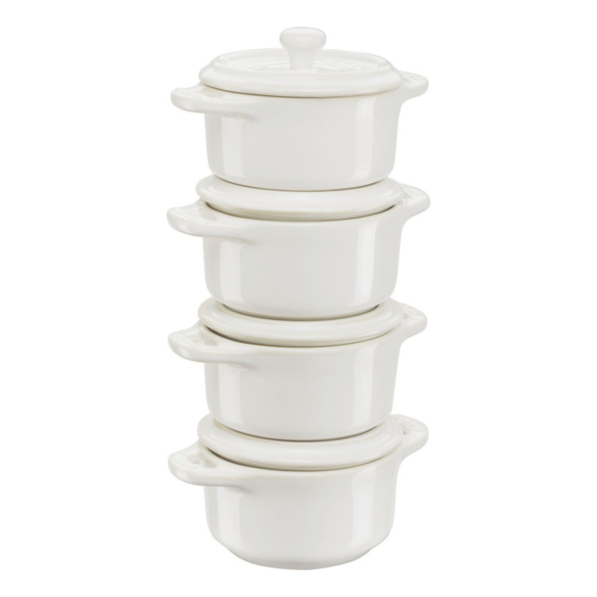 Set cocottes 4-pcs, Rond(e), Blanc ivoire, Céramique