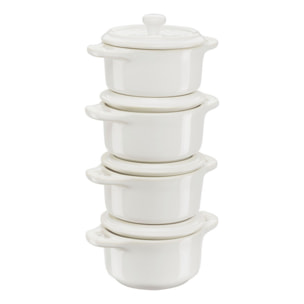 Set cocottes 4-pcs, Rond(e), Blanc ivoire, Céramique