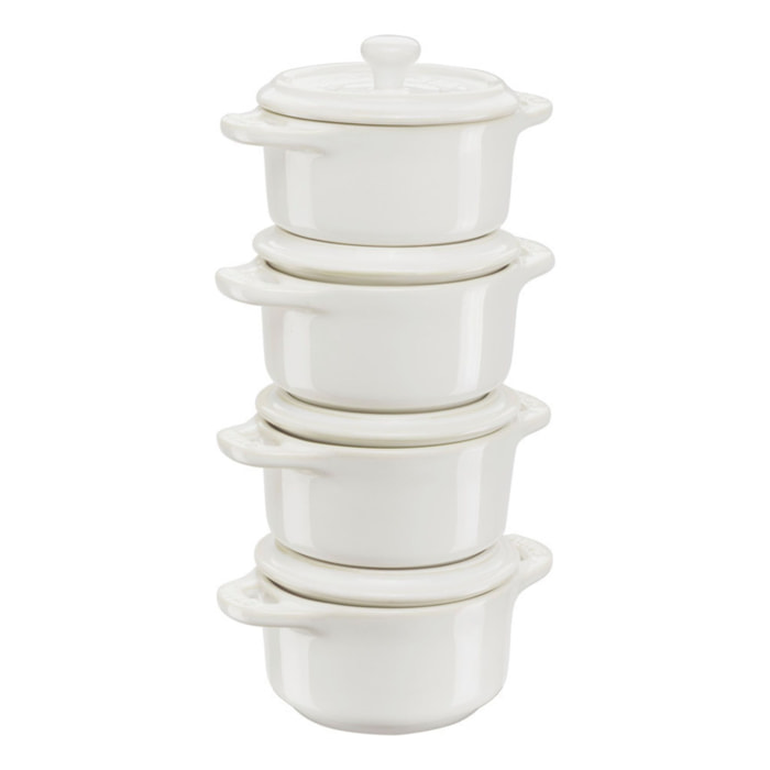 Set cocottes 4-pcs, Rond(e), Blanc ivoire, Céramique