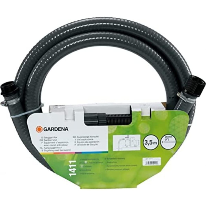 Equipement d'aspiration - 3.5 m - GARDENA - avec filtre d'aspiration et clapet anti-retour - 1411-20