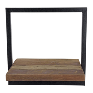 SIXTINE - Étagère murale 'S' 1 plateau teck recyclé marron structure métal noir