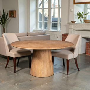 Table à manger ronde pied central bois Ø130 cm CORTINA
